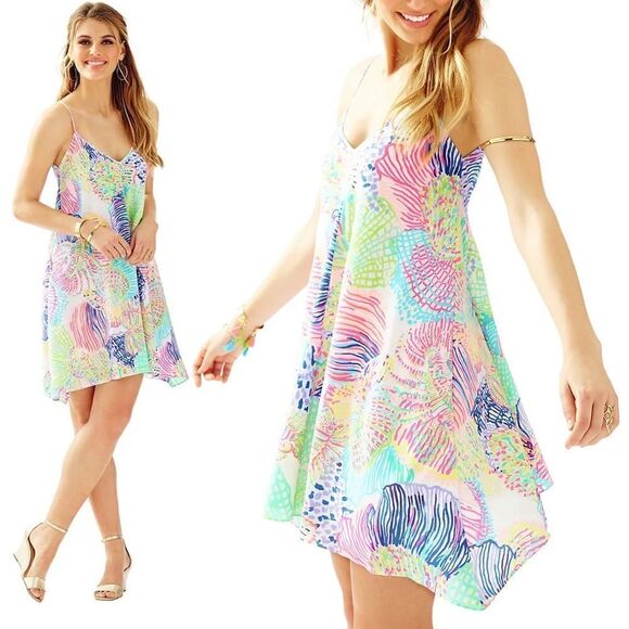 NEW Lilly Pulitzer Clara Silk Slip Dress in Roar of the Seas Print Size SMALL - Picture 1 of 7